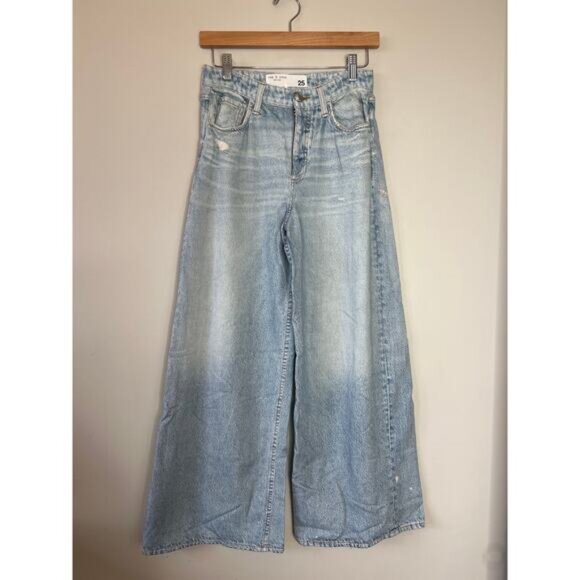 NEW Rag & Bone Miramar Sofie Wide Leg Flare Ankle Length Sweatpants Blue Size 25 - Picture 2 of 9